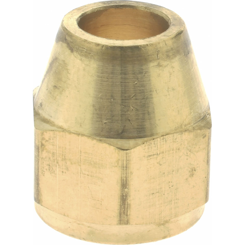 Parker Brass Flared Tube Nut: 3/16" OD, 3/8-24 Thread, 45 deg Flared Angle - 11001