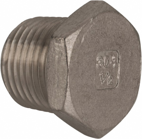 Merit Brass Pipe Hex Plug: 1/8", 316 & 316L Stainless Steel - 3617HD-02