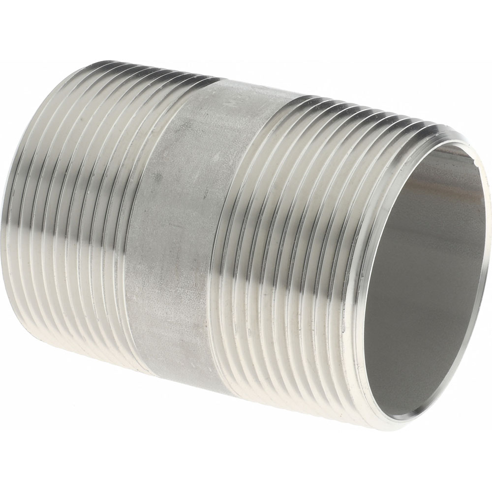 Merit Brass Stainless Steel Pipe Nipple: 1-1/2" Pipe, Grade 304 & 304L - 4024-250