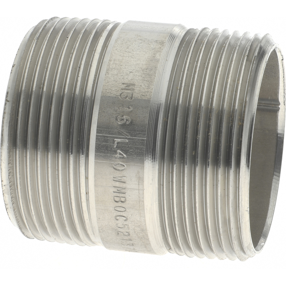 Merit Brass Stainless Steel Pipe Nipple: 1-1/2" Pipe, Grade 304 & 304L - 4024-250