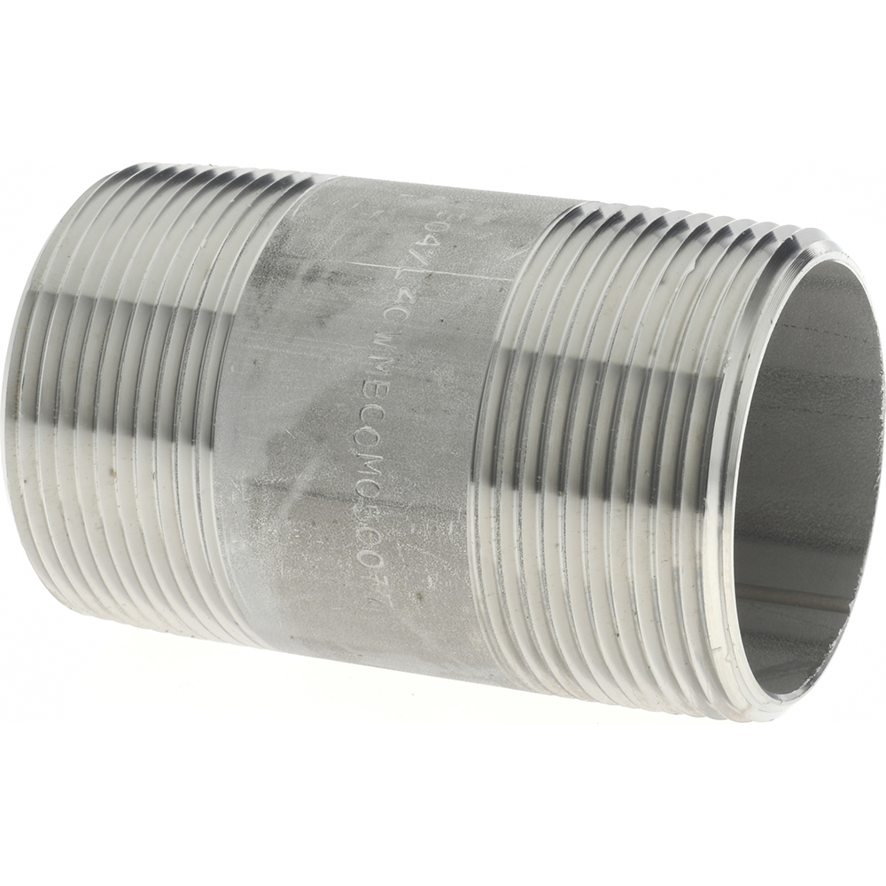 Merit Brass Stainless Steel Pipe Nipple: 1-1/2" Pipe, Grade 304 & 304L - 4024-250