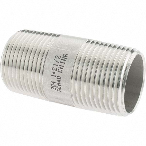 Value Collection Stainless Steel Pipe Nipple: 1" Pipe, Grade 304 & 304L - 4BN1*11/2