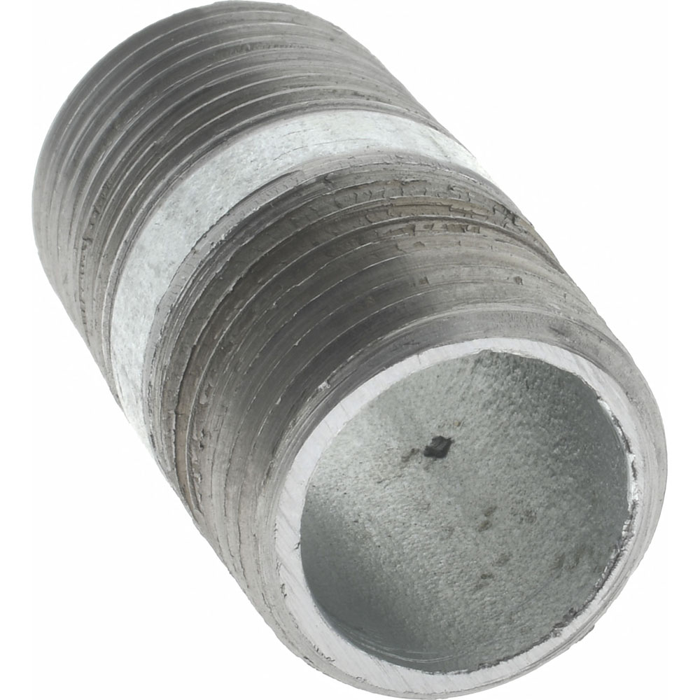 Value Collection Galvanized Pipe Nipple: 1/2", 1-1/2" Long, Schedule 40, Steel - NG04015