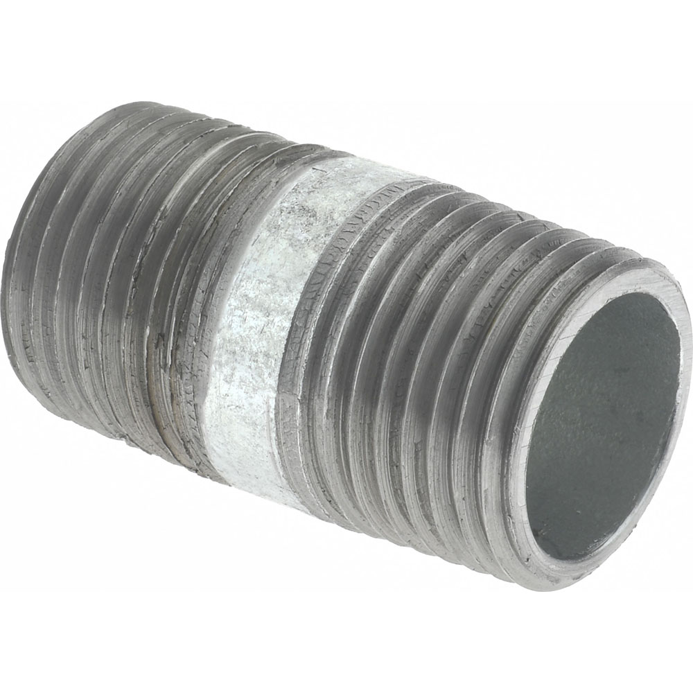 Value Collection Galvanized Pipe Nipple: 1/2", 1-1/2" Long, Schedule 40, Steel - NG04015