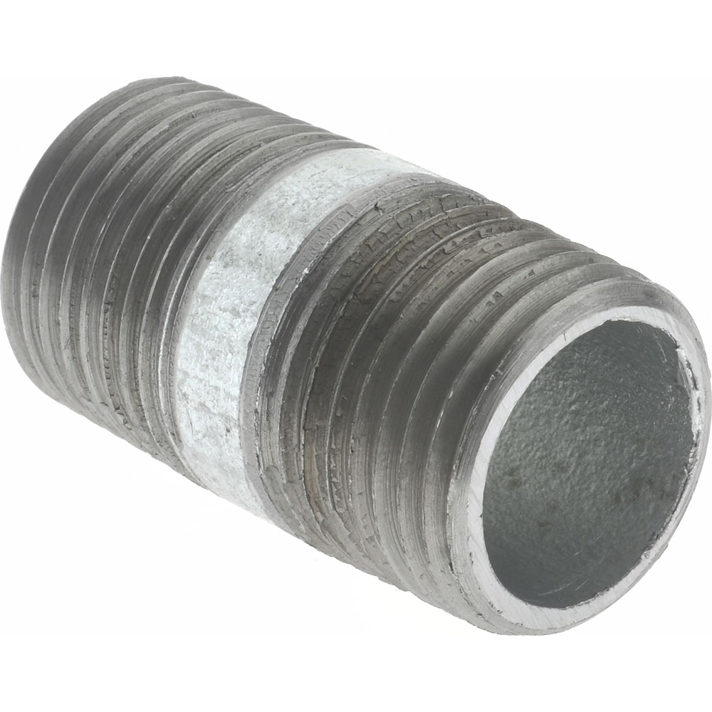 Value Collection Galvanized Pipe Nipple: 1/2", 1-1/2" Long, Schedule 40, Steel - NG04015