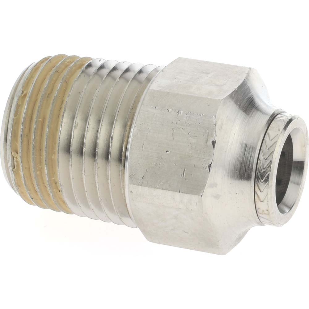 Norgren Push-to-Connect Tube x MNPT x Tube x Male Fitting: Adapter, NPTF, 3/8" OD - 124250648