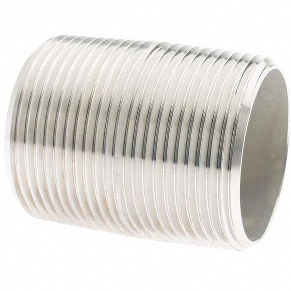 Merit Brass Stainless Steel Pipe Nipple: 1-1/4" Pipe, Grade 316 & 316L - 6020-200