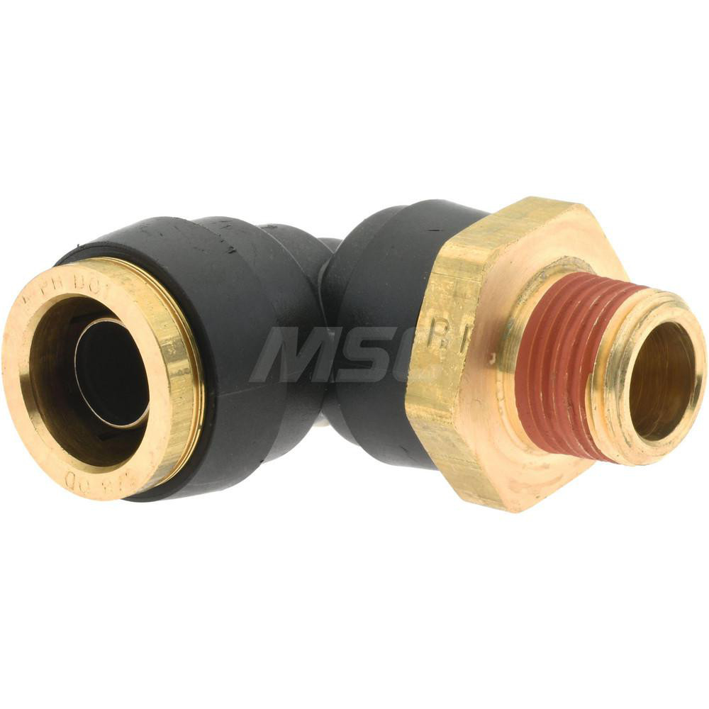 Parker Push-to-Connect Tube x MNPT x Tube x Male Fitting: 90 deg Swivel Elbow, 5/8" OD - PF-00063