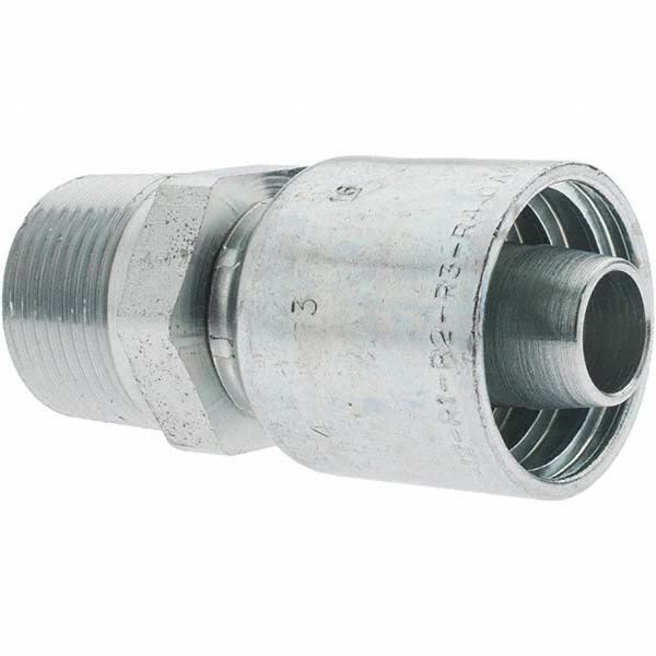 Parker Hydraulic Hose MPT Fitting: 0.375" ID, 6 mm, 1/2-14 - KP81274