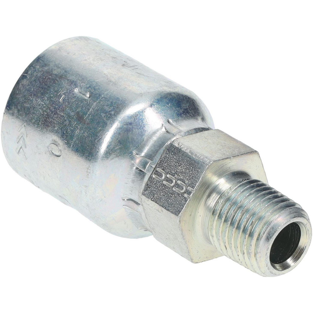 Parker Hydraulic Hose MPT Fitting: 0.375" ID, 6 mm, 1/2-14 - KP81274