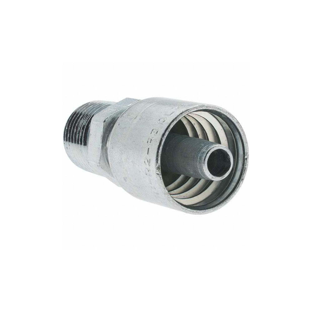 Parker Hydraulic Hose MPT Fitting: 0.375" ID, 6 mm, 1/2-14 - KP81274