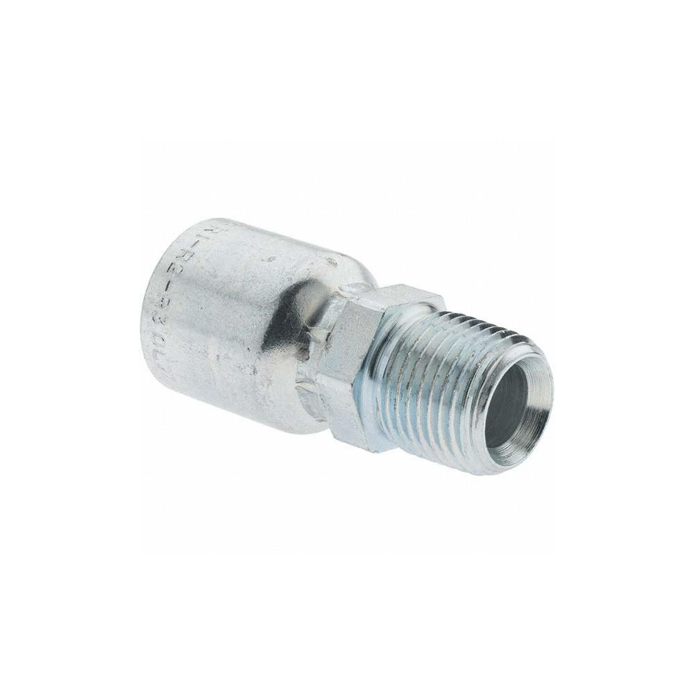 Parker Hydraulic Hose MPT Fitting: 0.375" ID, 6 mm, 1/2-14 - KP81274
