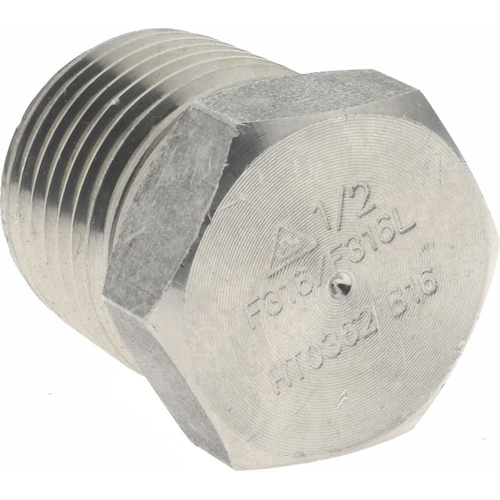 Merit Brass Pipe Hex Plug: 1/2", 316 & 316L Stainless Steel - 3617HD-08