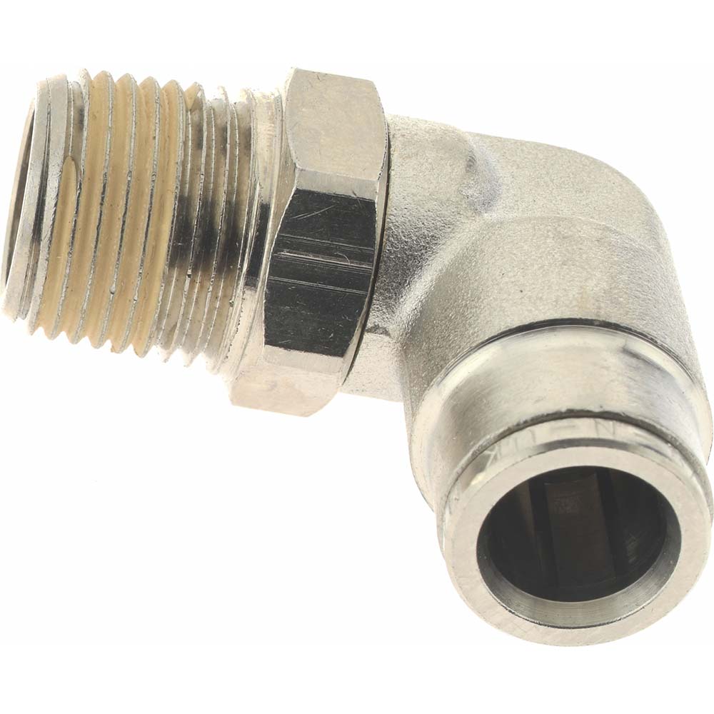 Parker Push-to-Connect Tube x MNPT x Tube x Male Fitting: Swivel Elbow, NPTF, 5/16" OD - 12547