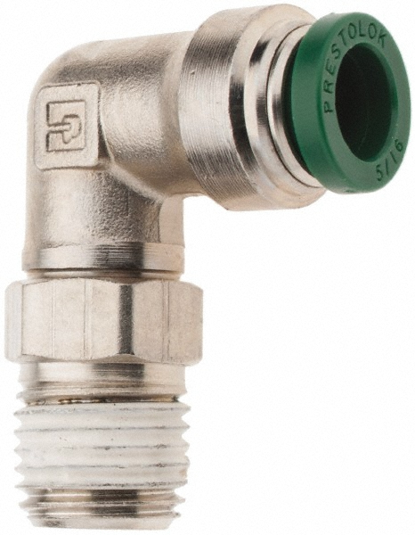 Parker Push-to-Connect Tube x MNPT x Tube x Male Fitting: Swivel Elbow, NPTF, 5/16" OD - 12547