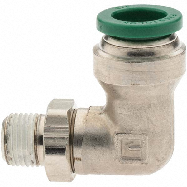 Parker Push-to-Connect Tube x MNPT x Tube x Male Fitting: Swivel Elbow, NPTF, 5/16" OD - 12547