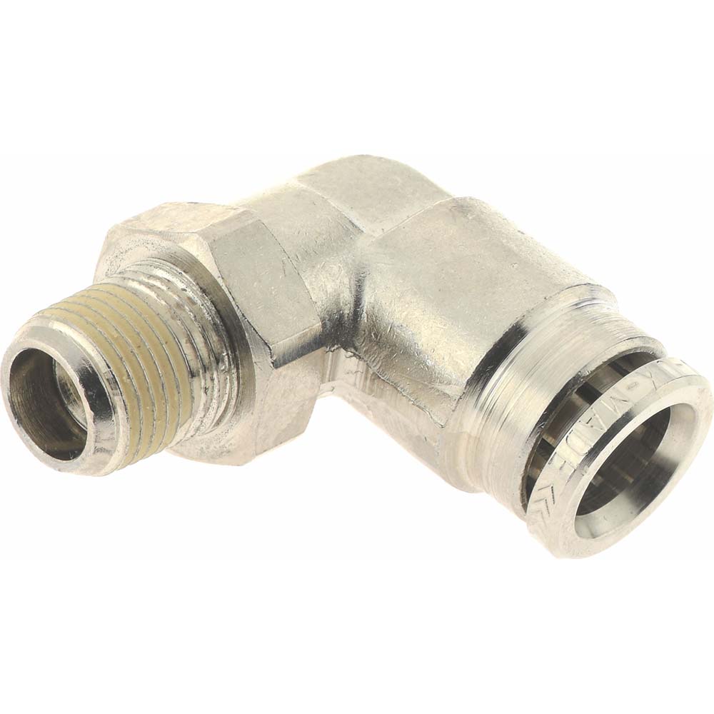 Parker Push-to-Connect Tube x MNPT x Tube x Male Fitting: Swivel Elbow, NPTF, 5/16" OD - 12547