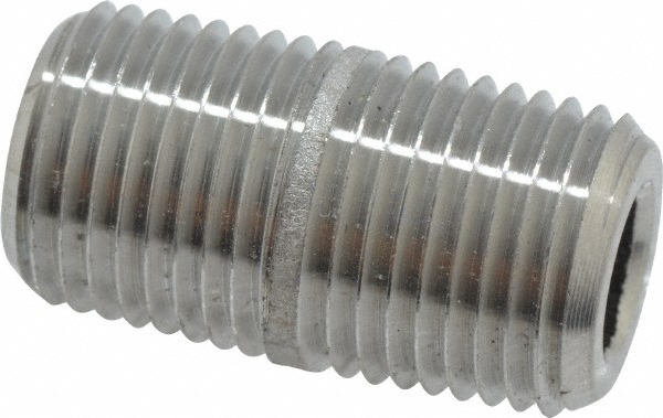 Merit Brass Stainless Steel Pipe Nipple: 1/8" Pipe, Grade 304 & 304L - 4502-001