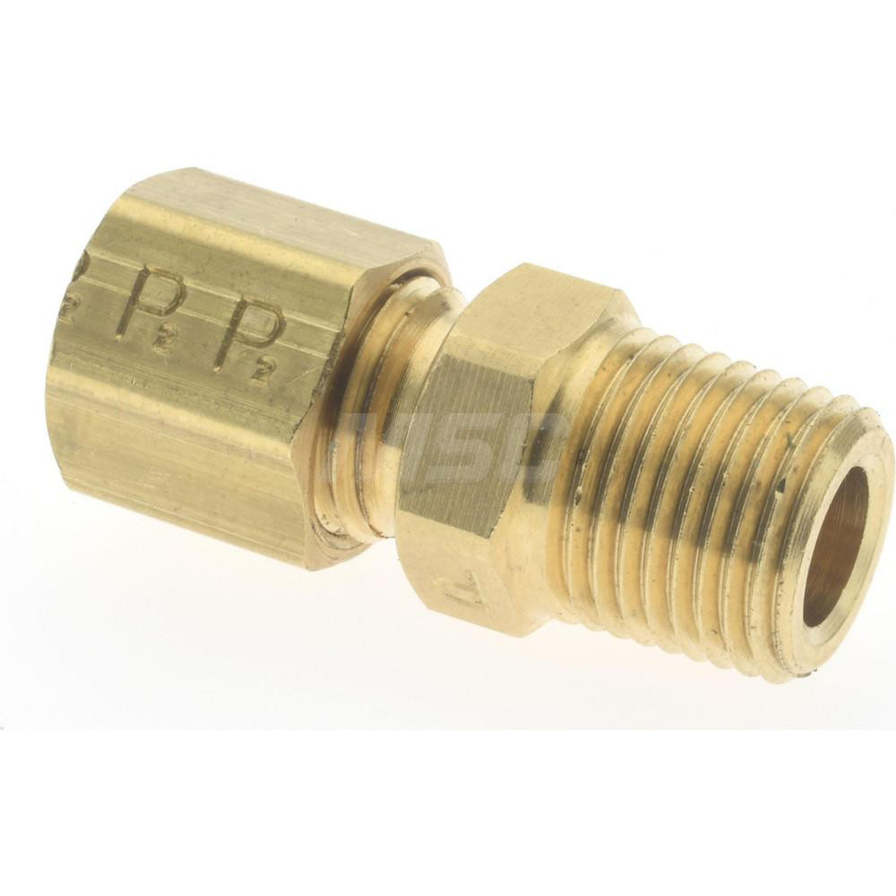 Parker Compression Tube Tank Fitting: 1/8-27, 3/16" Tube OD, Compression x MNPTF - 682C-3-2