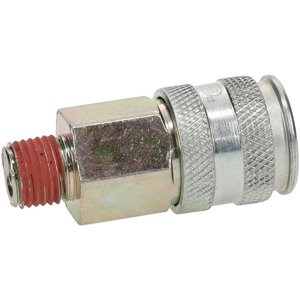 Value Collection Pneumatic Hose Coupling: 1/4" Thread, 1-1/8" Body Dia, Schrader Twist-Lock Interchange - 2342082511
