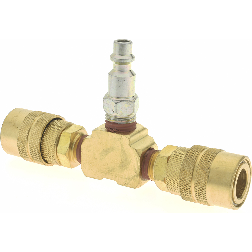 Coilhose Pneumatics Manifold: 1/4" Inlet, 1/4" Outlet, 1 Inlet Port, 3 Outlet Ports, 5" OAL, 0.75" OAW - X004-15X