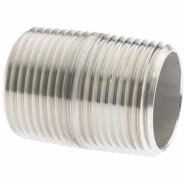 Merit Brass Stainless Steel Pipe Nipple: 3/4" Pipe, Grade 316 & 316L - 6012-001