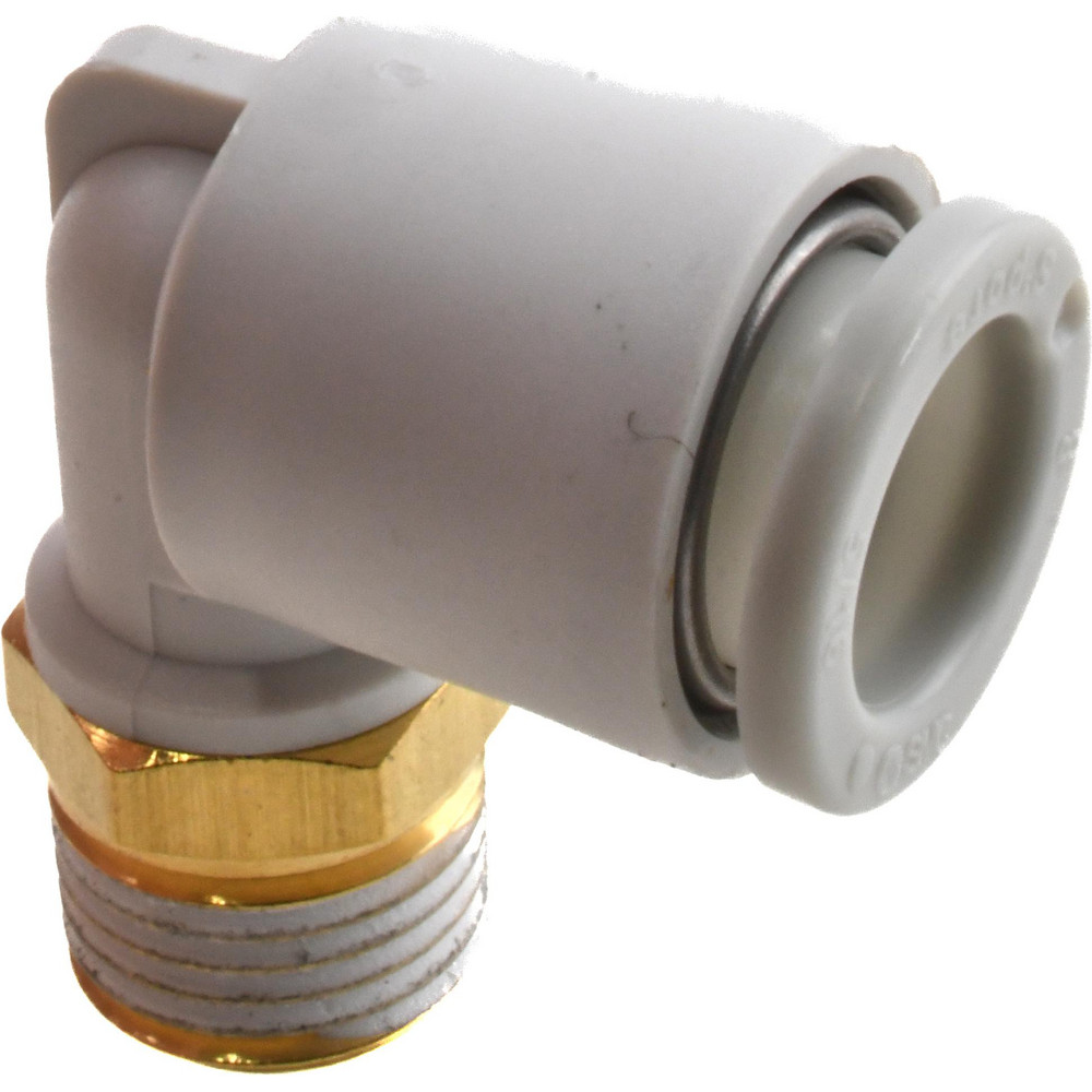 SMC PNEUMATICS Push-to-Connect Push-to-Connect Fitting: Extended Elbow, BSPT, 8.00 mm OD - KQ2W08-01AS