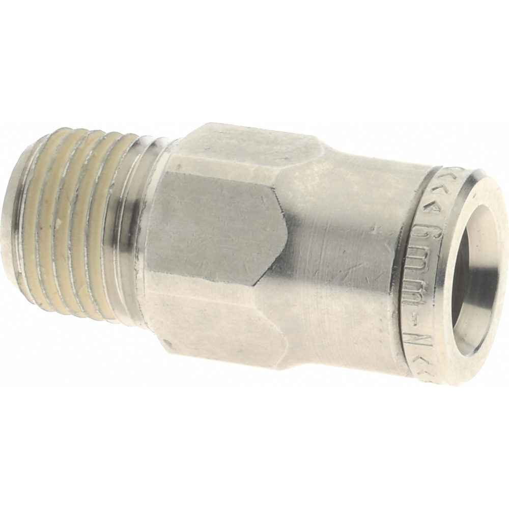 Norgren Push-to-Connect Tube x Male x Tube x Male BSPT Fitting: 90 deg Swivel Elbow Adapter, BSPT, 6.00 mm OD - 101470628