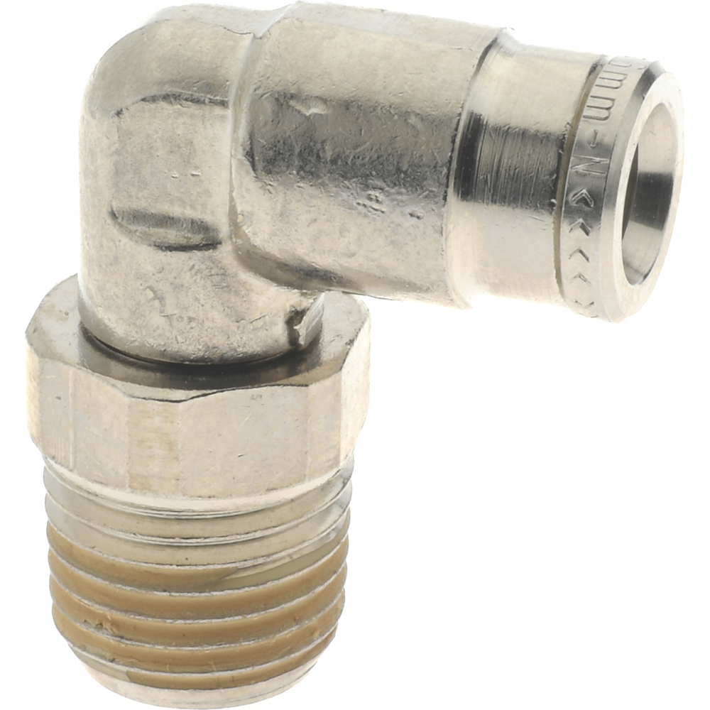 Norgren Push-to-Connect Tube x Male x Tube x Male BSPT Fitting: 90 deg Swivel Elbow Adapter, BSPT, 6.00 mm OD - 101470628