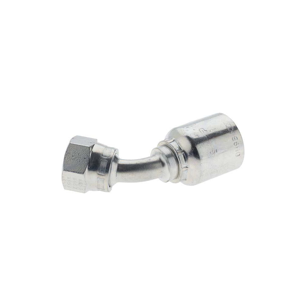 Parker Hydraulic Hose 45 ° Elbow: 0.375" ID, 6 mm, 3/4-16 - KP81329