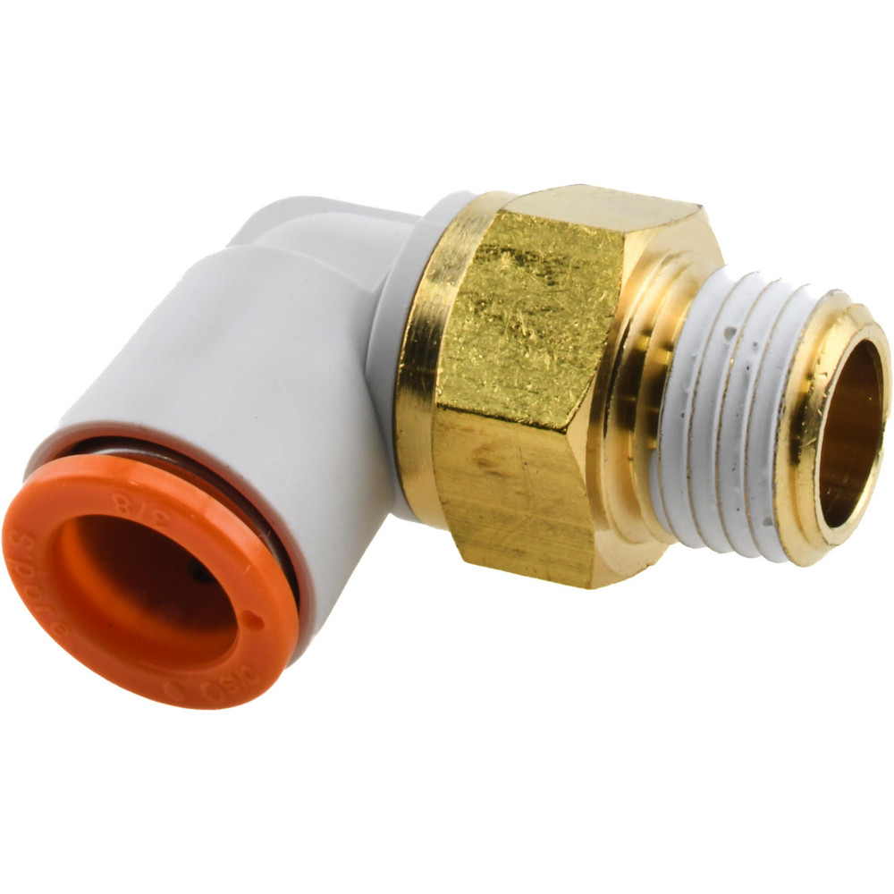 SMC PNEUMATICS Push-to-Connect Push-to-Connect Fitting: Elbow, NPT, 3/8" OD - KQ2L11-35AS