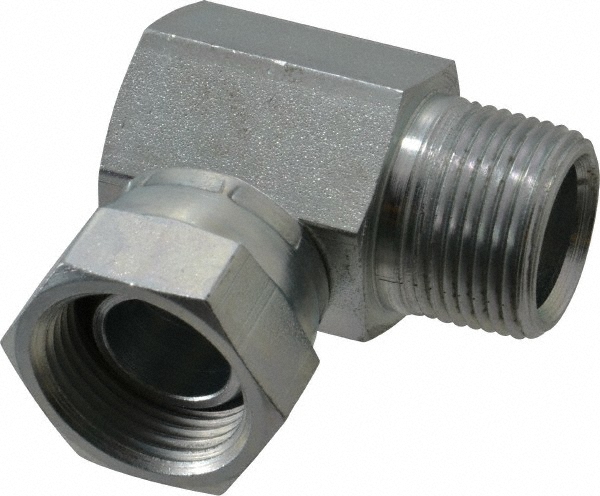 Weatherhead Industrial Pipe 90 ° Elbow Adapter: 1/4-18 Female Thread, 1/4-18 Male Thread, FNPSM x MNPT - 2047-4-4S