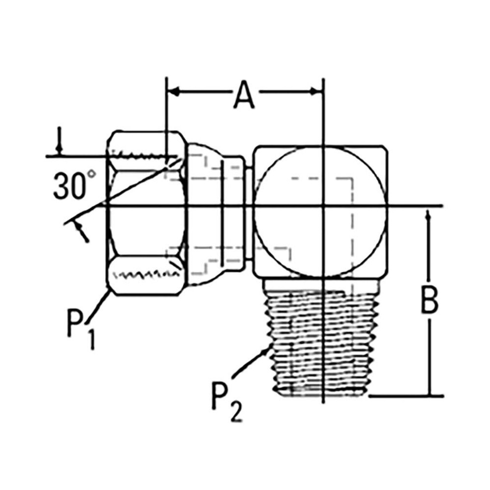 Weatherhead Industrial Pipe 90 ° Elbow Adapter: 1/4-18 Female Thread, 1/4-18 Male Thread, FNPSM x MNPT - 2047-4-4S