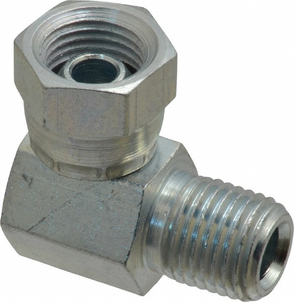 Weatherhead Industrial Pipe 90 ° Elbow Adapter: 1/4-18 Female Thread, 1/4-18 Male Thread, FNPSM x MNPT - 2047-4-4S