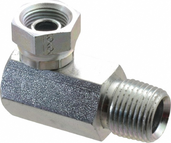 Weatherhead Industrial Pipe 90 ° Elbow Adapter: 1/4-18 Female Thread, 1/4-18 Male Thread, FNPSM x MNPT - 2047-4-4S