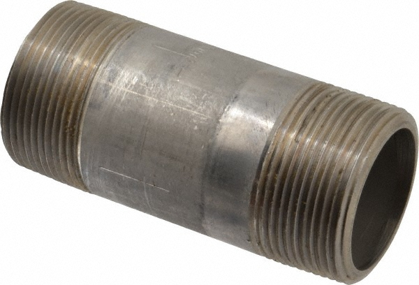 Merit Brass Stainless Steel Pipe Nipple: 1-1/2" Pipe, Grade 304 & 304L - 4524-001