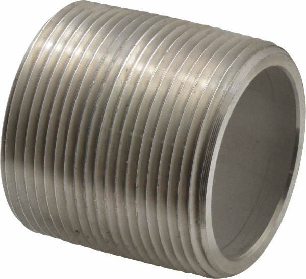 Merit Brass Stainless Steel Pipe Nipple: 1-1/2" Pipe, Grade 304 & 304L - 4524-001