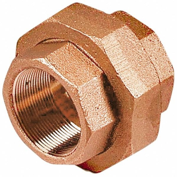 Merit Brass Brass Pipe Union: 1/4" Fitting, Threaded, FNPT x FNPT, Class 125 - X187-04