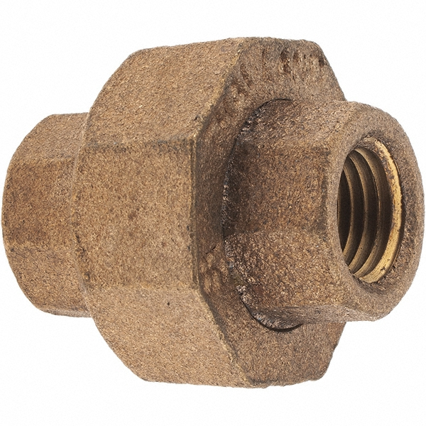 Merit Brass Brass Pipe Union: 1/4" Fitting, Threaded, FNPT x FNPT, Class 125 - X187-04