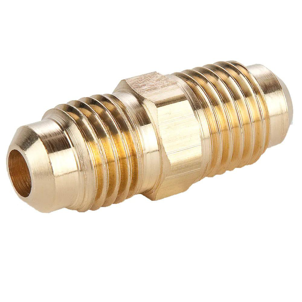 Parker Brass Flared Tube Union: 5/8" OD, 7/8-14 Thread, 45 deg Flared Angle - BD-42F-10-1