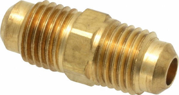 Parker Brass Flared Tube Union: 5/8" OD, 7/8-14 Thread, 45 deg Flared Angle - BD-42F-10-1