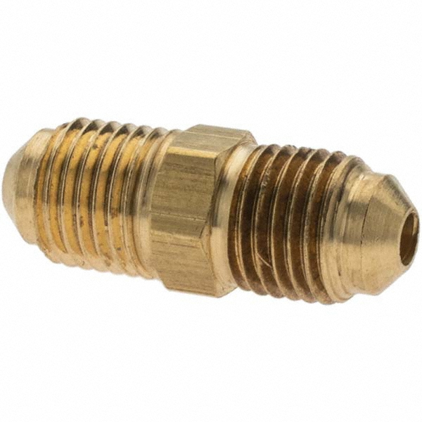 Parker Brass Flared Tube Union: 5/8" OD, 7/8-14 Thread, 45 deg Flared Angle - BD-42F-10-1