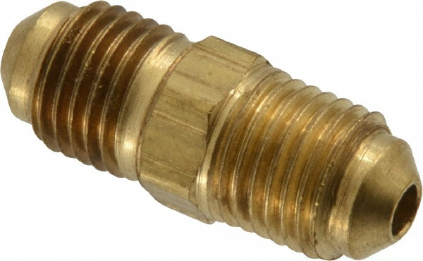 Parker Brass Flared Tube Union: 5/8" OD, 7/8-14 Thread, 45 deg Flared Angle - BD-42F-10-1