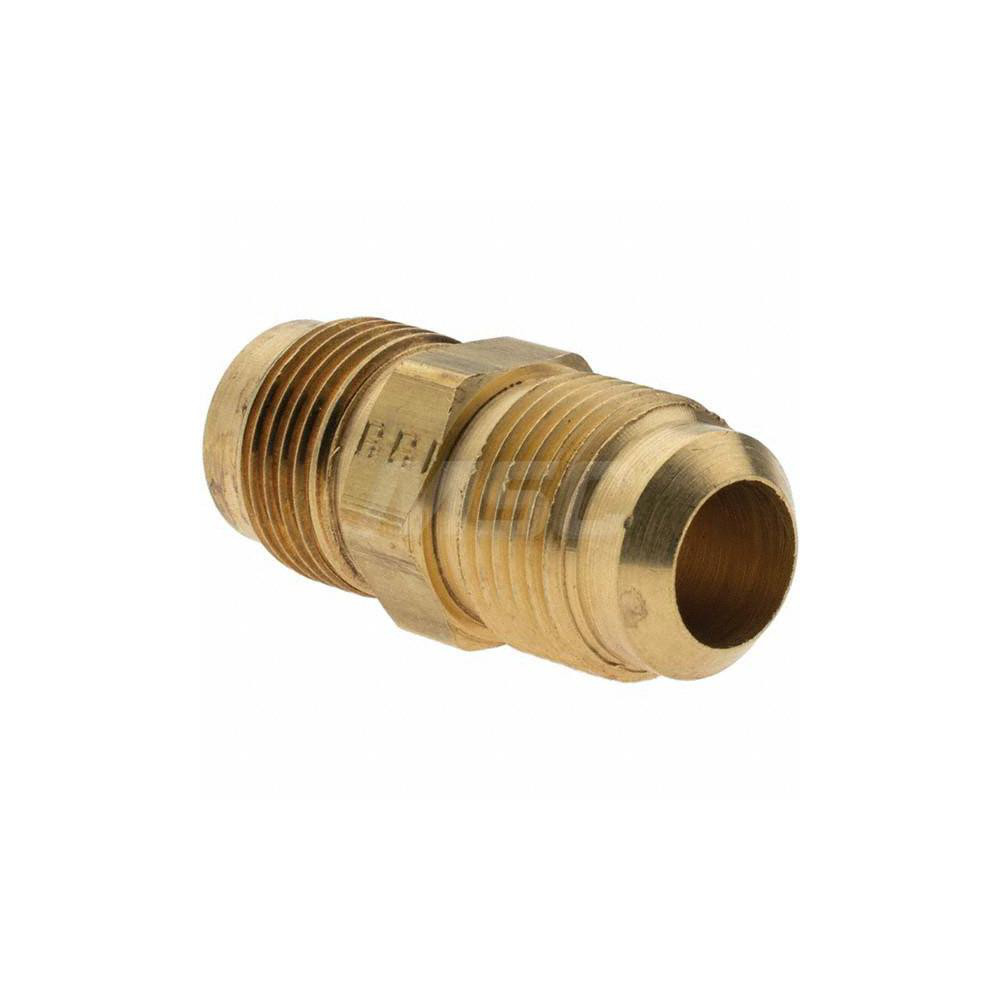 Parker Brass Flared Tube Union: 5/8" OD, 7/8-14 Thread, 45 deg Flared Angle - BD-42F-10-1