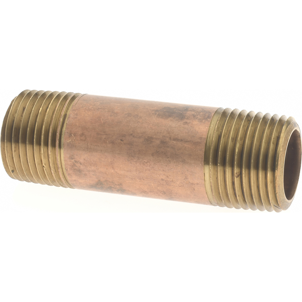 Merit Brass Brass Pipe Nipple: Threaded on Both Ends, 3" OAL, 1/8" NPT - 2102-300