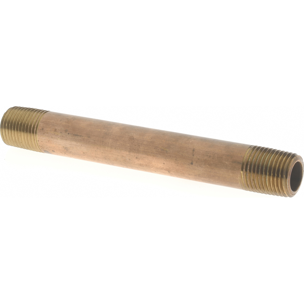 Merit Brass Brass Pipe Nipple: Threaded on Both Ends, 3" OAL, 1/8" NPT - 2102-300