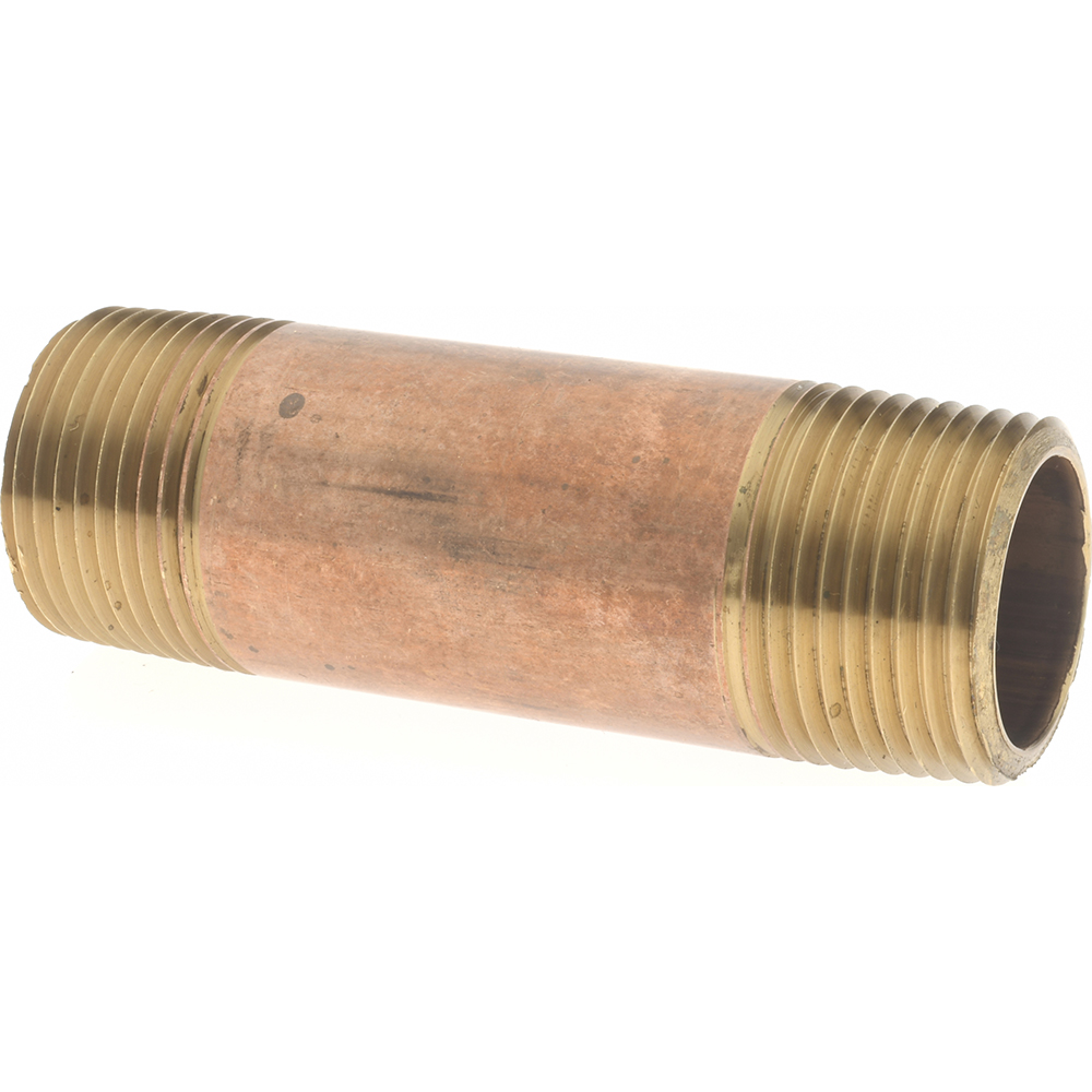 Merit Brass Brass Pipe Nipple: Threaded on Both Ends, 3" OAL, 1/8" NPT - 2102-300