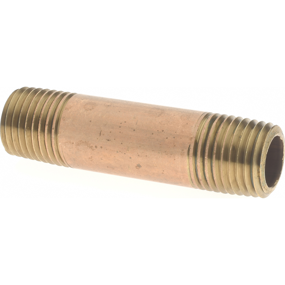 Merit Brass Brass Pipe Nipple: Threaded on Both Ends, 3" OAL, 1/8" NPT - 2102-300