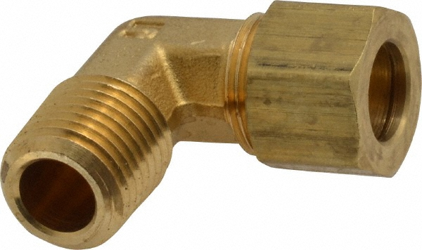 Parker Compression Tube Connector: 1/4-18, 7/16" Tube OD, Compression x MNPT - -11059-A