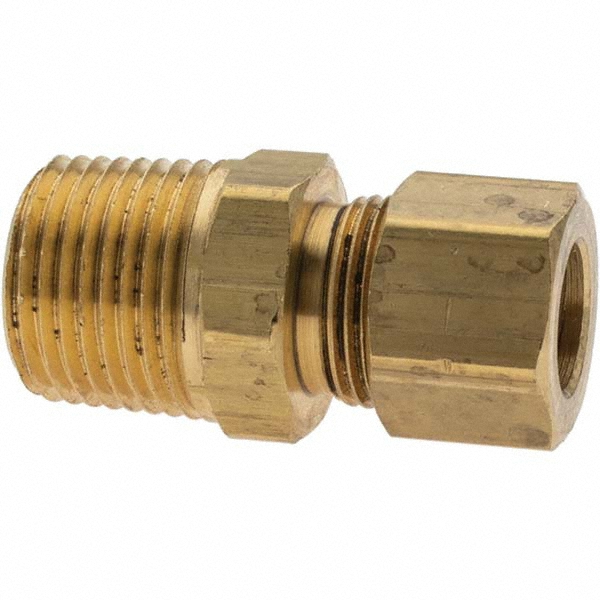 Parker Compression Tube Connector: 1/4-18, 7/16" Tube OD, Compression x MNPT - -11059-A